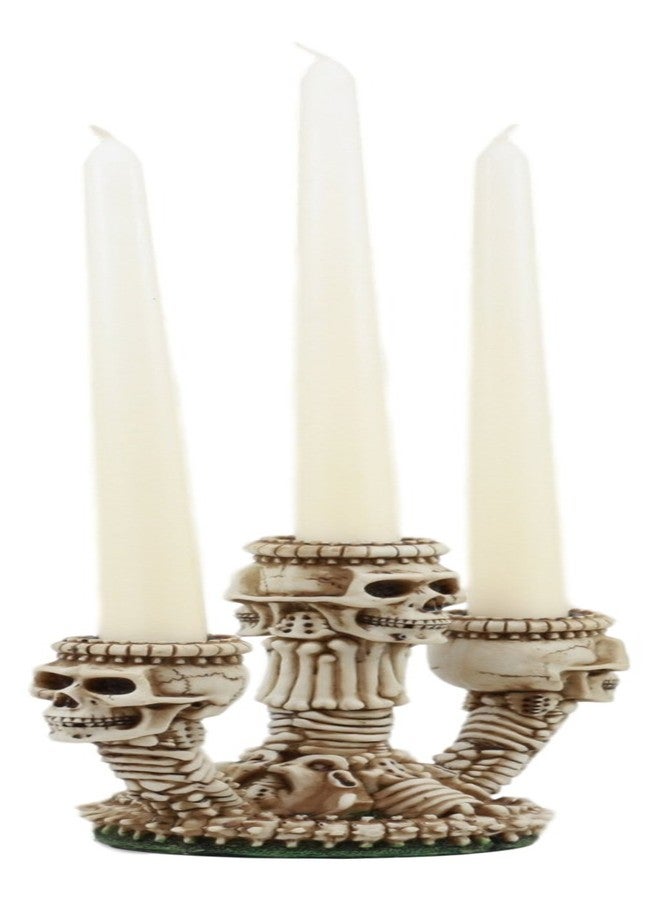 Ebros Gift Ebros Gothic Trio Ossuary Graveyard Skulls and Skeleton Bones Candelabra Candle Holder Statue Wicked Skeletal Altar Shrine Figurine - Image 3