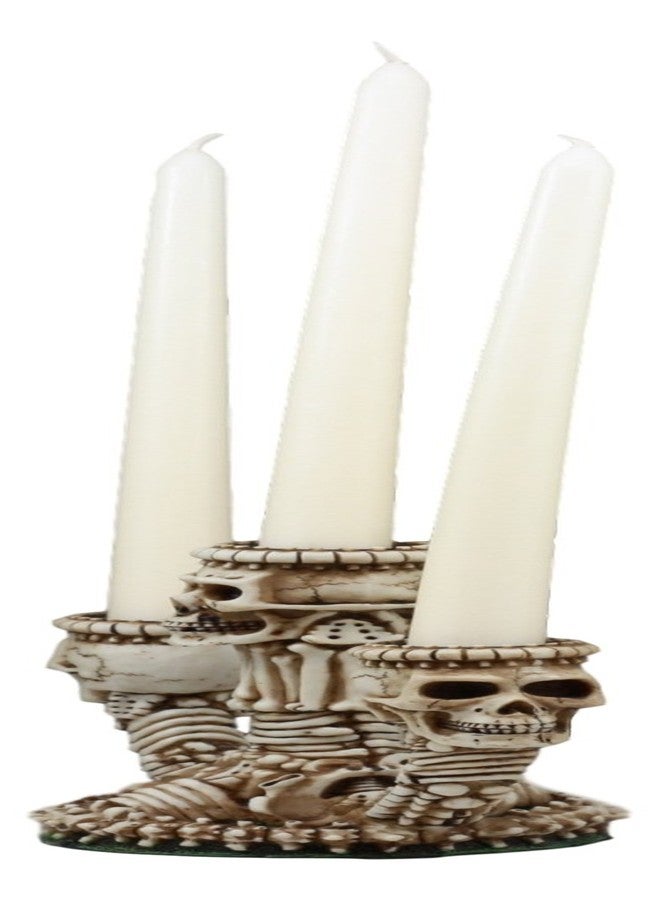 Ebros Gift Ebros Gothic Trio Ossuary Graveyard Skulls and Skeleton Bones Candelabra Candle Holder Statue Wicked Skeletal Altar Shrine Figurine - Image 4
