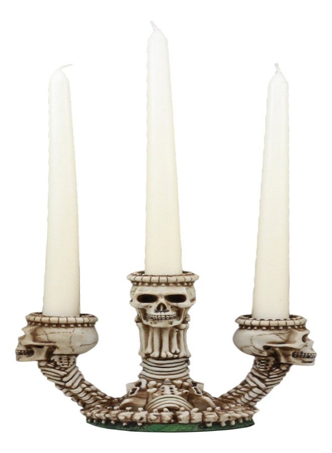 Ebros Gift Ebros Gothic Trio Ossuary Graveyard Skulls and Skeleton Bones Candelabra Candle Holder Statue Wicked Skeletal Altar Shrine Figurine - Image 5
