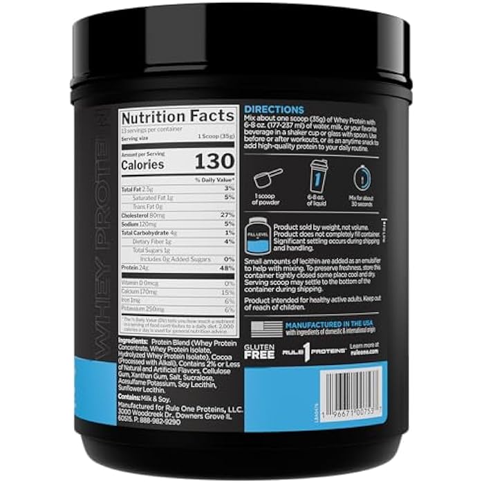 Rule 1 Proteins Rule 1 Whey Protein – 24g Fast-Acting Protein from All-Whey Sources with Naturally Occurring EAAs & BCAAs for Workout Recovery or Anytime Use (1 Pound*, Chocolate Fudge) - Image 2