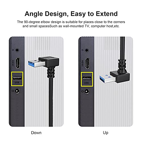 Oxsubor SuperSpeed USB 3.0 Male to Female Extension Data Cable Up and Down Angle 2PCS for PC,Laptop etc..(20CM,8IN) - Image 3