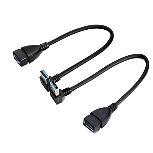 Oxsubor SuperSpeed USB 3.0 Male to Female Extension Data Cable Up and Down Angle 2PCS for PC,Laptop etc..(20CM,8IN) - Image 1