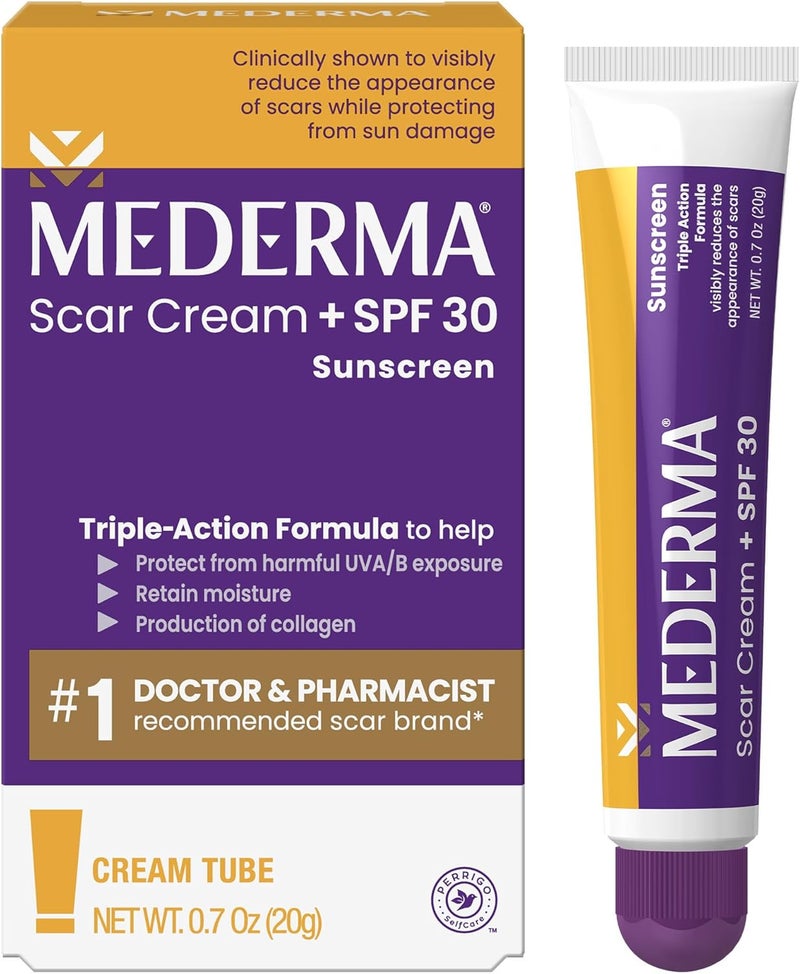 Mederma Scar Cream Plus SPF 30 - Advanced Scar Treatment, Protects from Sun Damage, Reduces Appearance of Scars from Acne, Burns, Surgery & Injury, 0.7 oz - Image 1