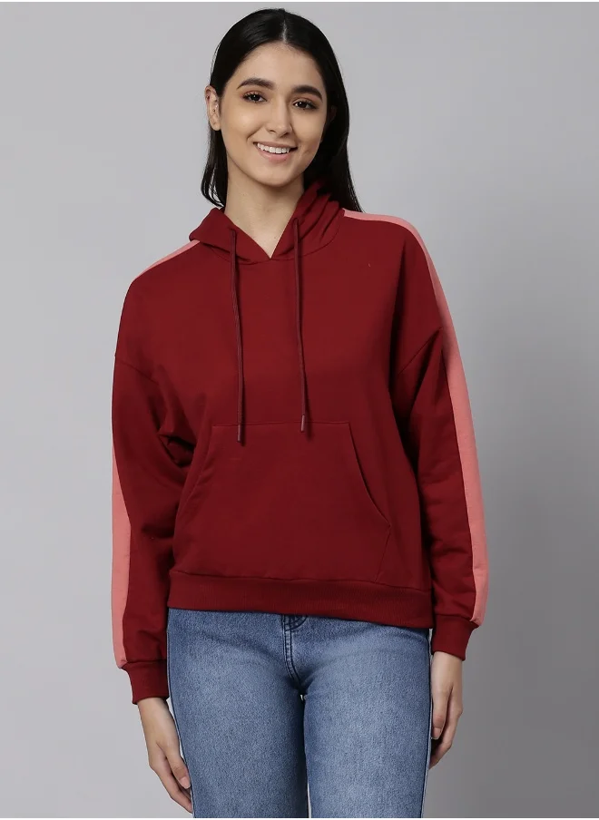 هاي ستار Women BURGUNDY Sweatshirts