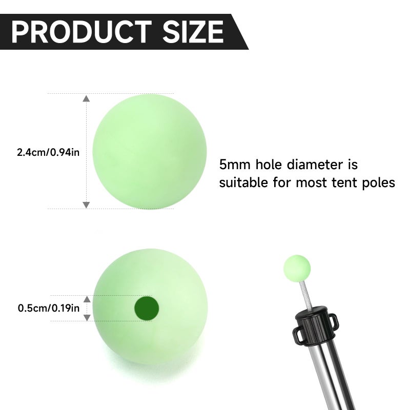 SAN LIKE SANLIKE Tarp Pole Tip Cover 10PCS Luminous Tip Cap Ball for Camping Tent Poles, TPR Insulation Material, Lightning Protection & Night Light - Image 4