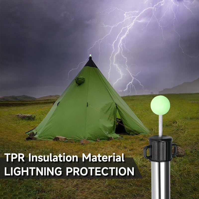 SAN LIKE SANLIKE Tarp Pole Tip Cover 10PCS Luminous Tip Cap Ball for Camping Tent Poles, TPR Insulation Material, Lightning Protection & Night Light - Image 5