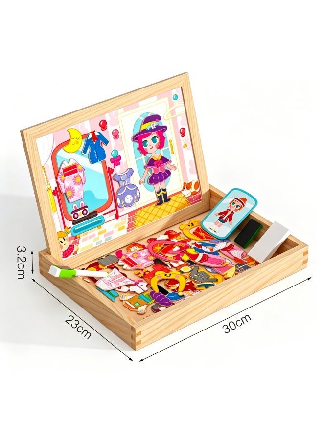 Moonmen Magnetic Drawing Board, Girls Dress up themed toys, Wooden Puzzles Games Toys for Kids Drawing - Image 3
