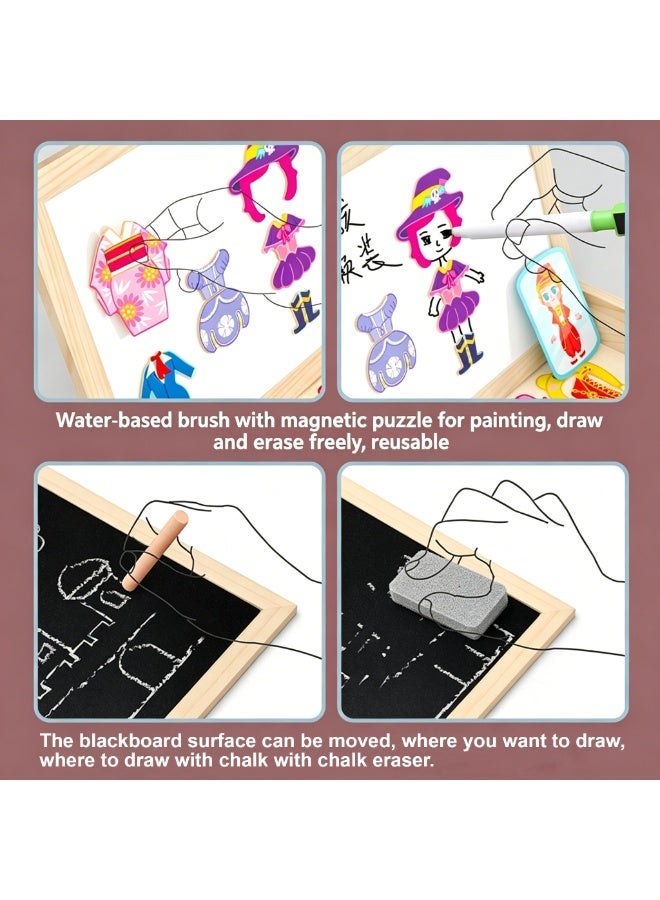 Moonmen Magnetic Drawing Board, Girls Dress up themed toys, Wooden Puzzles Games Toys for Kids Drawing - Image 5