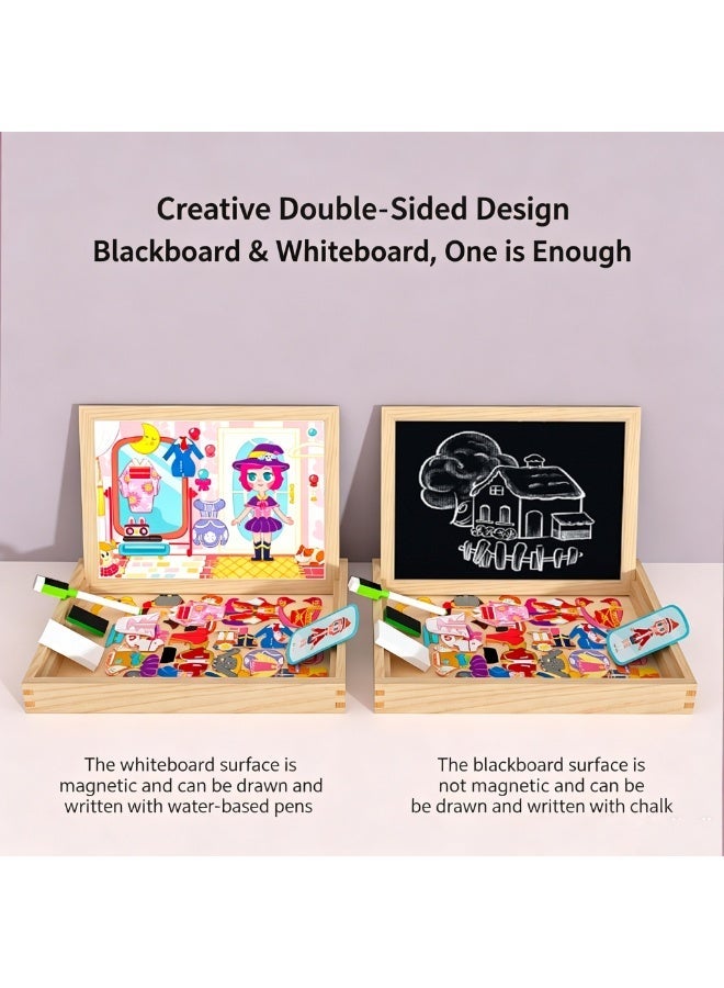 Moonmen Magnetic Drawing Board, Girls Dress up themed toys, Wooden Puzzles Games Toys for Kids Drawing - Image 4