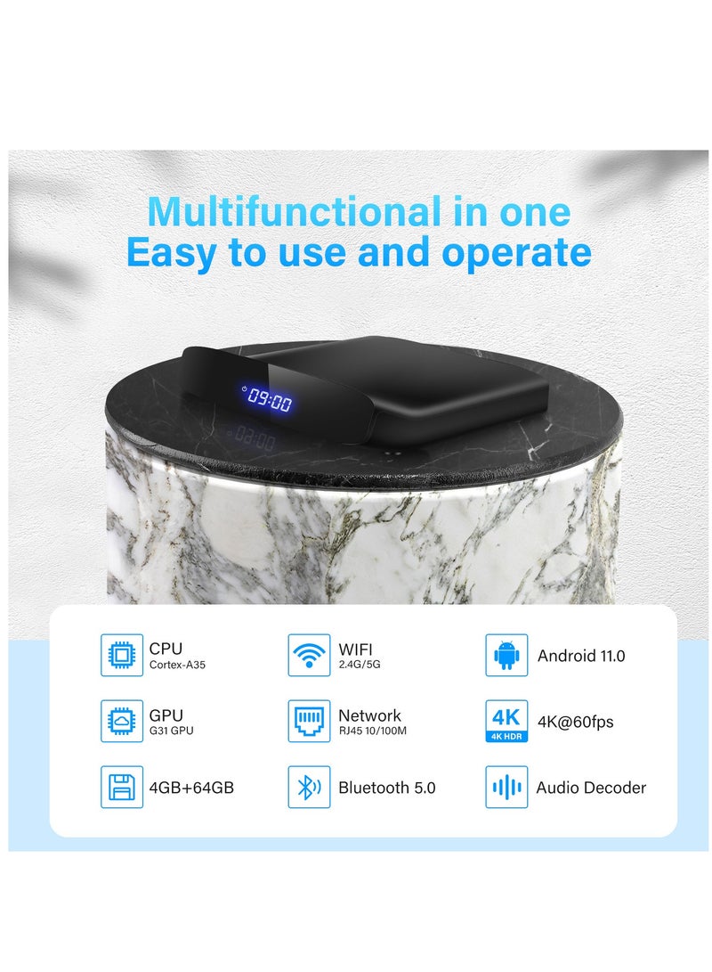 Android 11.0 Set Top Box, Smart TV Box Amlogic S905W2 with 2.4G/5G Dual WiFi Support H.265/3D/4K Ultra HD/BT 4.0/HDMI 2.0