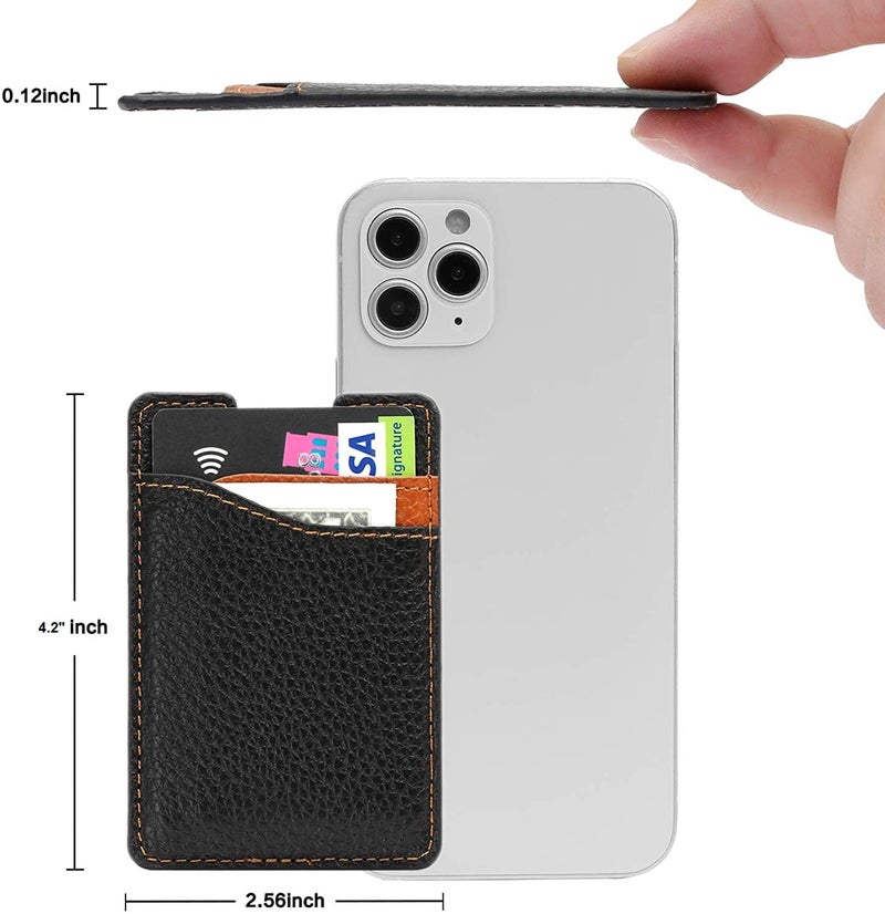 ClickCase عبوة من 2 جلد حبيبي ميترو، حامل بطاقات الائتمان لظهر الهاتف أو الحافظة، ملصق لاصق على ظهر الهاتف لمحفظة لجميع الهواتف الذكية (2 قطعة. أسود وبني) - Image 3