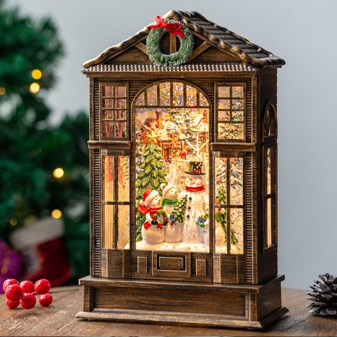 CHRISTMAS SNOW GLOBE SWIRLING GLITTERING SNOWMAN CHOIR MANGER SCENE USB LINEDBATTERY OPERATED LIGHTED SNOWMAN CAROLERS MUSICAL WATER LANTERN FOR CHRISTMAS FESTIVAL DECORATION GIFTS