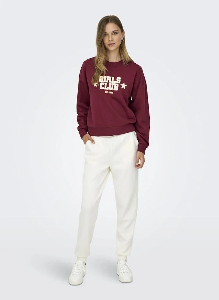 ONLY  Graphic Crew Neck Sweatshirt for Women | Best Price UAE