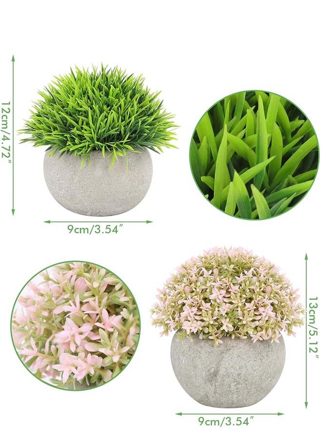 YIM-VIBEHAUS Mini Artificial Plants Set, 2 Pcs Small Fake Plants for Office Kitchen Bathroom Bedroom Mantle Shelf Living Room, Faux Plants in Pots Modern Farmhouse Plants Home Decor  - Image 2