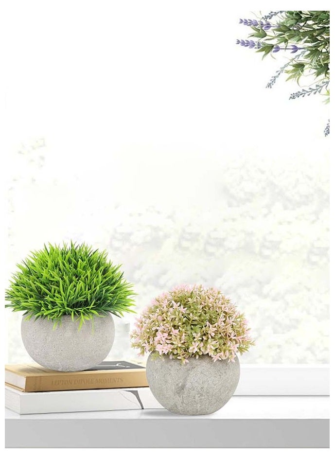 YIM-VIBEHAUS Mini Artificial Plants Set, 2 Pcs Small Fake Plants for Office Kitchen Bathroom Bedroom Mantle Shelf Living Room, Faux Plants in Pots Modern Farmhouse Plants Home Decor  - Image 4