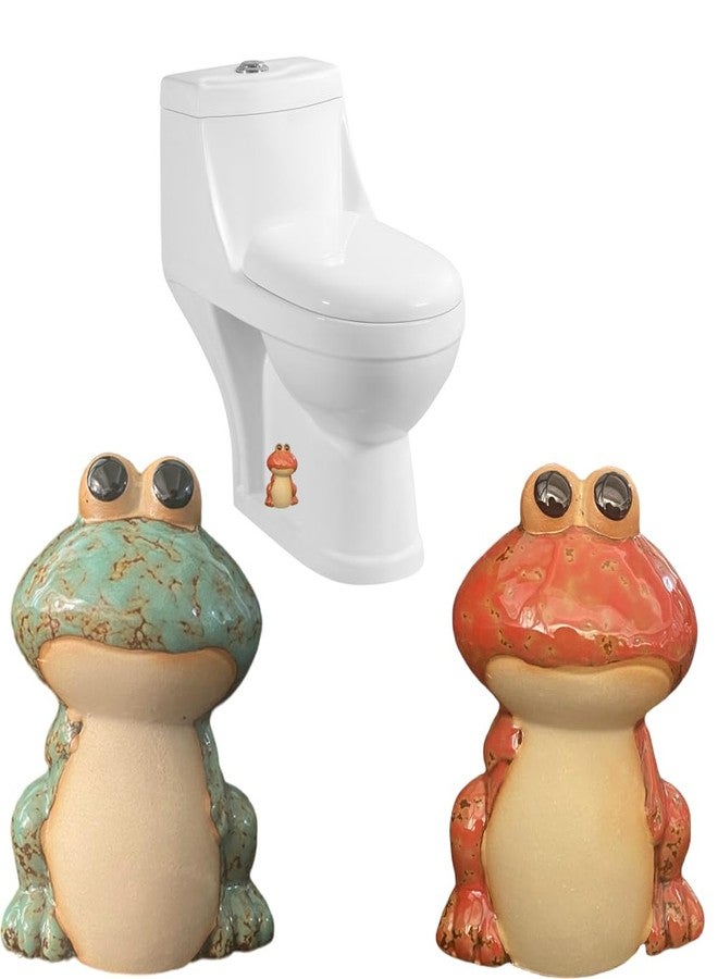AKV Frog Toilet Bolt Caps Ceramic Toilet Bolt Covers Decorative Toilet Screw Cover Caps, Toilet Caps for Bottom of Toilet, Cute Toilet Bowl Bolt Covers for Bathroom Decor, Easy to install (Green+Red) - Image 1