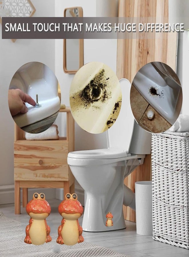 AKV Frog Toilet Bolt Caps Ceramic Toilet Bolt Covers Decorative Toilet Screw Cover Caps, Toilet Caps for Bottom of Toilet, Cute Toilet Bowl Bolt Covers for Bathroom Decor, Easy to install (Green+Red) - Image 3