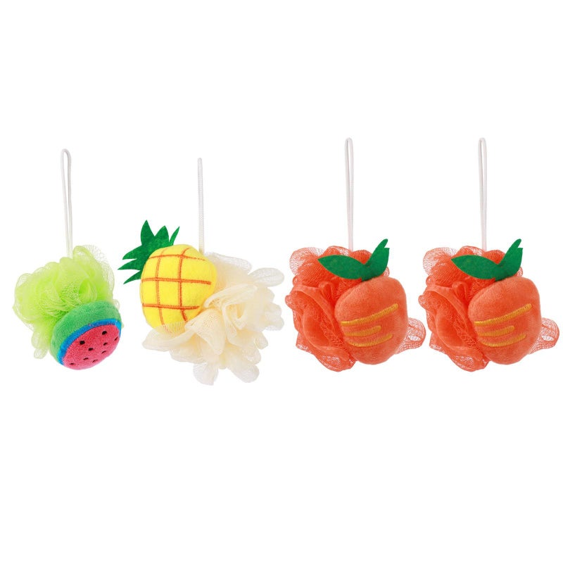 4Pcs Mesh Exfoliating Bath Sponge Puff Set Assorted Colors For Men And Women - Image 2
