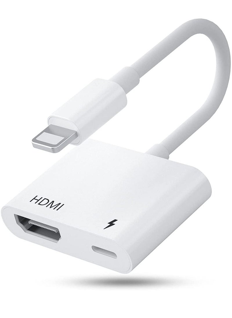 Generic - HDMI Adapter for iPhone,HDMI Sync Screen Converter, 1080P HDMI Digital AV Adapter with Charing Port,Compatible with iPhone 13/12/11/X/8/7/ iPad/ iPod to HD TV/Monitor/Projector. [No Need Power] - Image 1