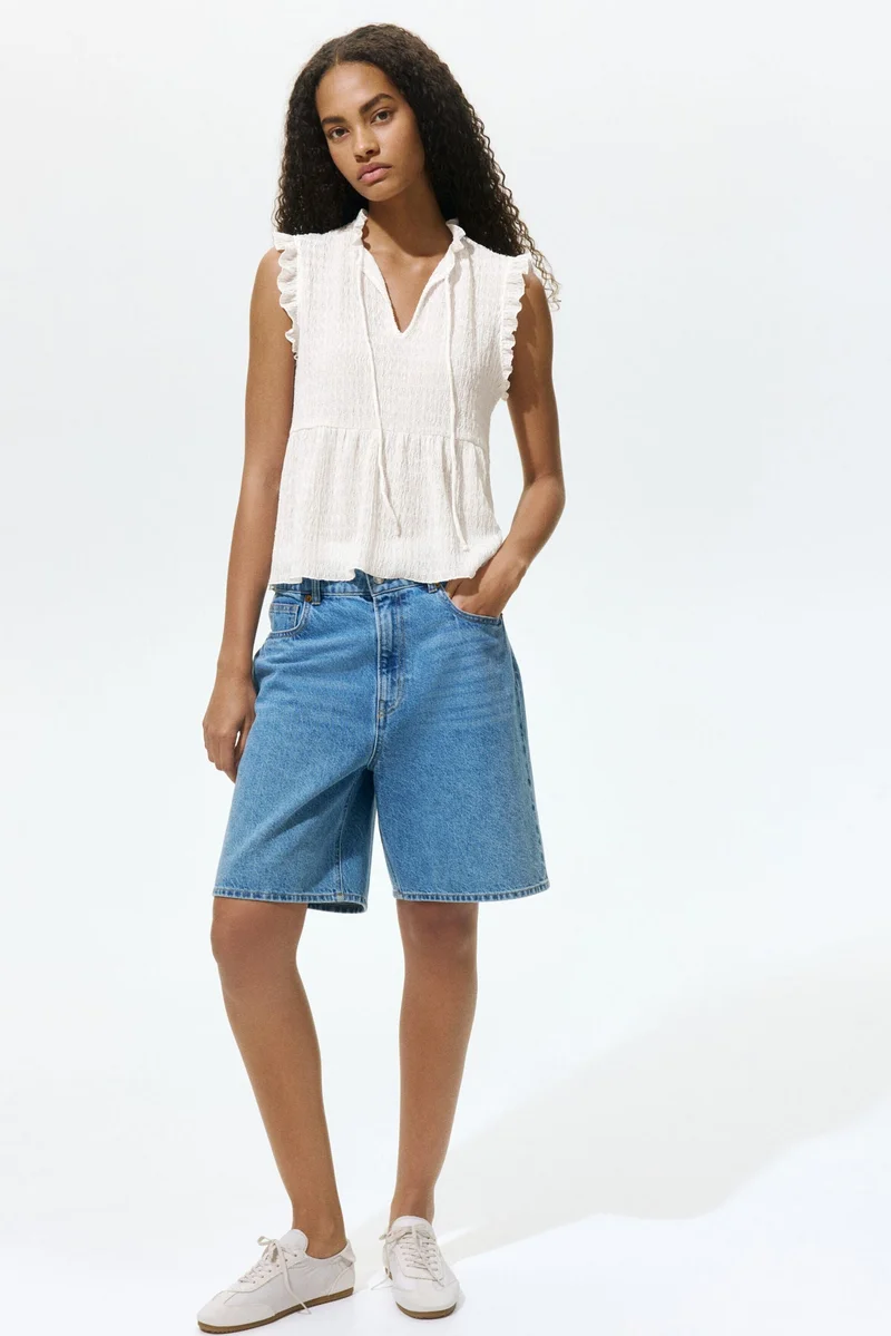 H&M Frill-trimmed tie-detail top