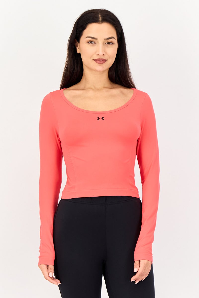 UNDER ARMOUR Women Fitted Fit Long Sleeve Training T-Shirt, Pink - Image 1