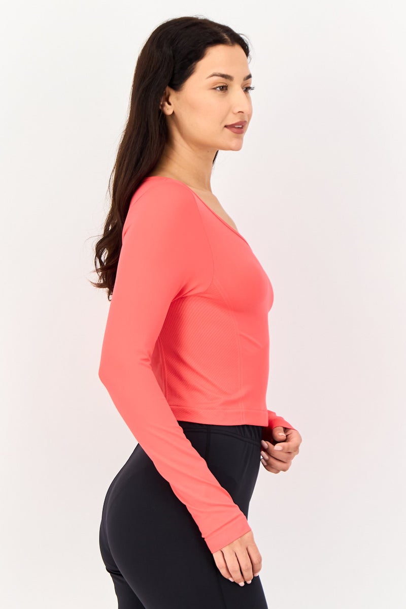 UNDER ARMOUR Women Fitted Fit Long Sleeve Training T-Shirt, Pink - Image 2