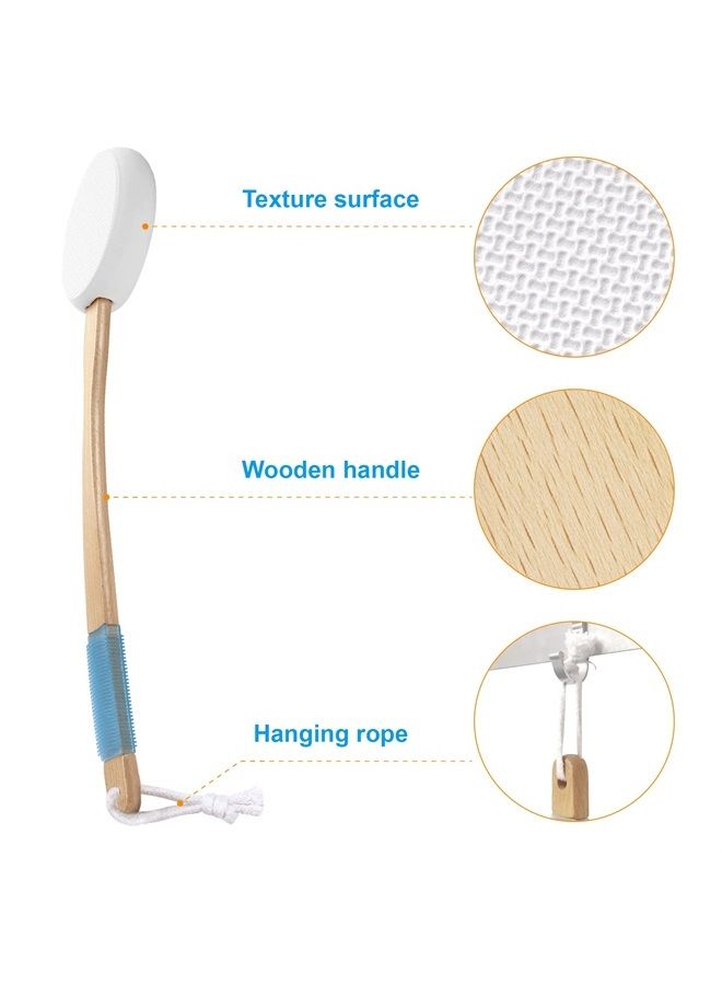 AmazerBath Lotion Applicator for Back, Feet, 4 Replaceable Pads with 1 Long Handled, Back Lotion Applicator for Elderly, Women, Apply Cream Medicine Skin Cream Moisturizer Sunscreen Tanner, White - Image 1