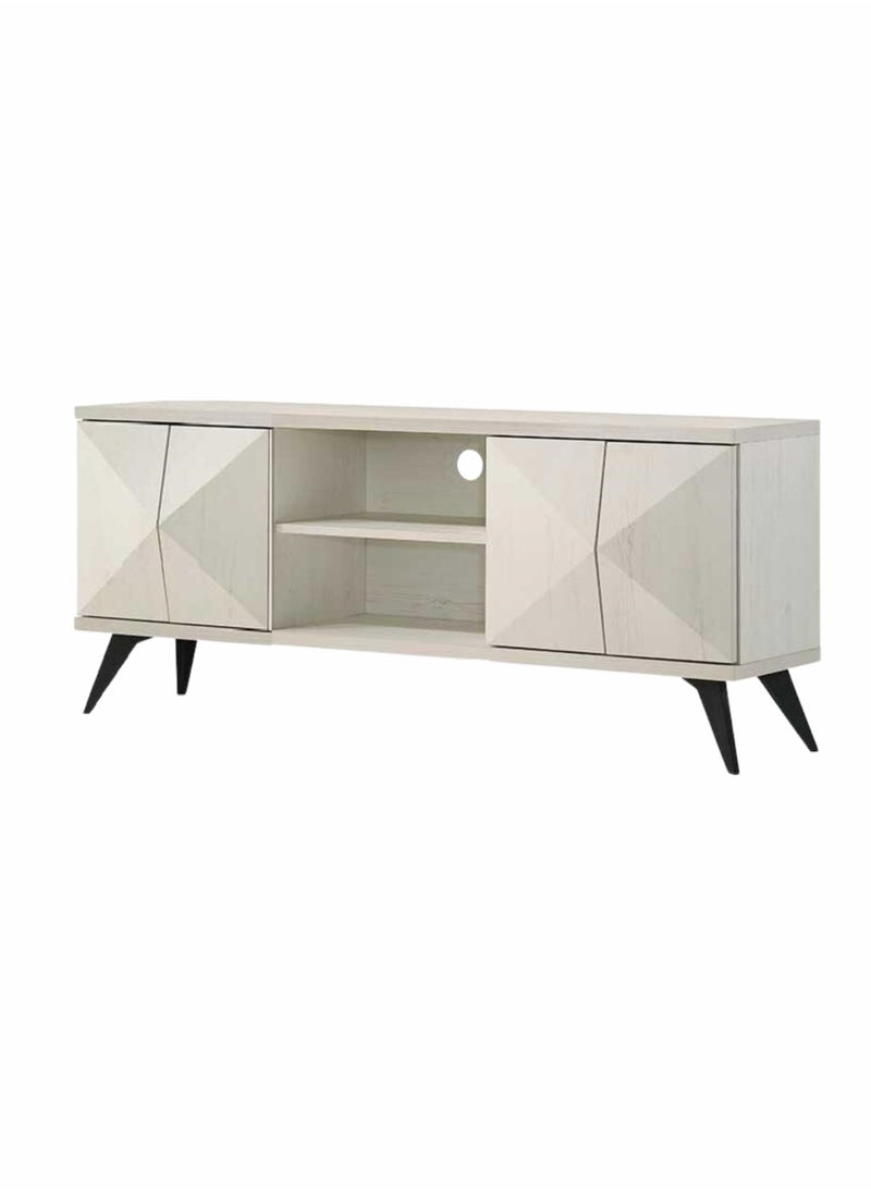 Modern Multifunctional TV Table Stand- -Storage Unit with Tow Shelve and Tow Doors Tv 150cm Color Sonoma Sonoma Oak