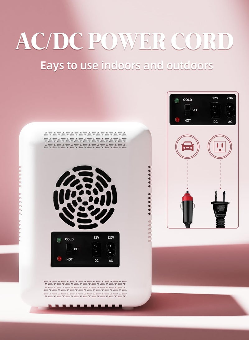 Jubilin Mini Skincare Fridge with Dimmable LED Light Mirror, Cooler and Warmer for Refrigerating Make Up, Skin Care and Food, 4L Portable Mini Fridge for Bedroom, Office and Car, White - Image 5