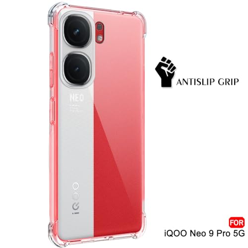 TheGiftKart Shockproof Back Cover Case for iQOO Neo 9 Pro 5G | Raised Bumps for Camera & Screen Protection | Ultra Clear Soft Silicone Back Cover Case for iQOO Neo9 Pro 5G (TPU, Transparent) - Image 5