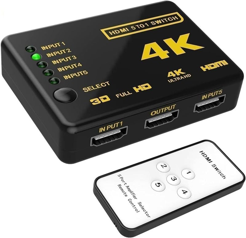 X1050 HDMI Switch 5-Port HDMI Splitter 5×1 with IR Wireless Remote HDMI Converter Support Full 3D 4k x 2k for HDTV/DVD/ps4/5-PC - Image 3