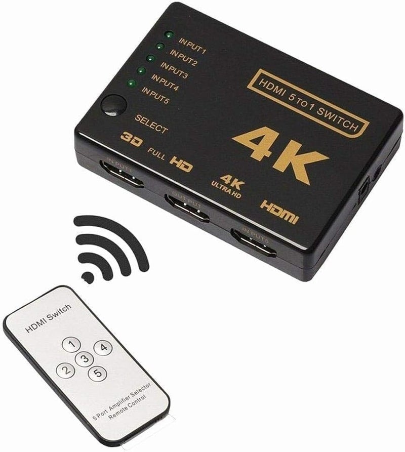 X1050 HDMI Switch 5-Port HDMI Splitter 5×1 with IR Wireless Remote HDMI Converter Support Full 3D 4k x 2k for HDTV/DVD/ps4/5-PC - Image 1