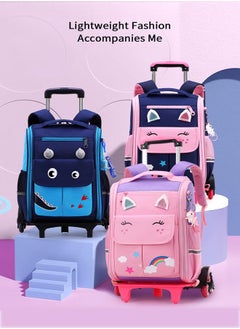 Generic Student Backpacks,Kids Rolling Backpack Large Capacity Wheeled School Bags Students Trolley Daypack Elementary Durable Bookbag School Rolling Bag for Boys and Girls  - Image 3