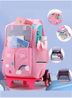 Generic Student Backpacks,Kids Rolling Backpack Large Capacity Wheeled School Bags Students Trolley Daypack Elementary Durable Bookbag School Rolling Bag for Boys and Girls  - Image 2