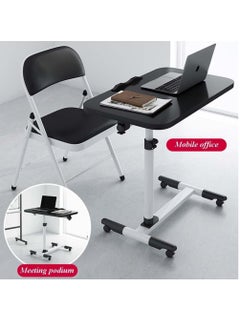 XiuWoo 360° Swivel Height Adjustable Foldable Side End Table and Mobile Computer Workstation Laptop Desk with Wheels  - Image 3