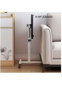 XiuWoo 360° Swivel Height Adjustable Foldable Side End Table and Mobile Computer Workstation Laptop Desk with Wheels  - Image 4