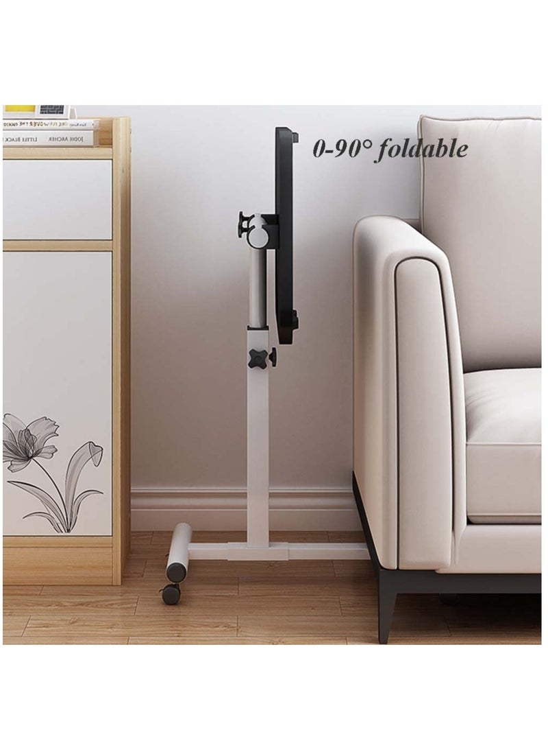 XiuWoo - 360° Swivel Height Adjustable Foldable Side End Table and Mobile Computer Workstation Laptop Desk with Wheels - Image 1