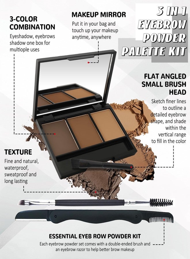 LYSdefeu Eyebrow Powder Palette, Eye brow Tinting Filler Kit with Razor for Women-02 - Image 3
