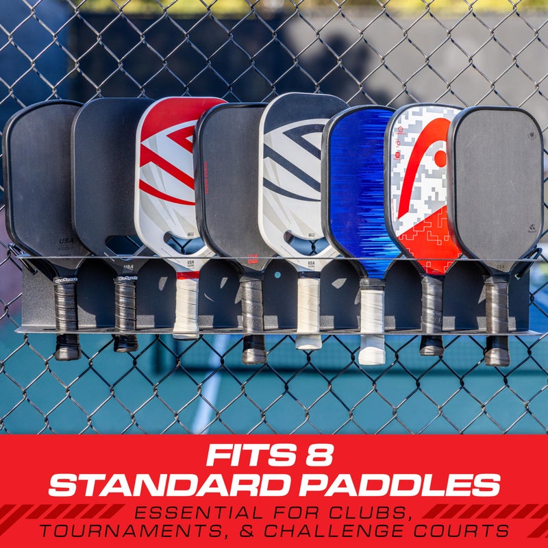 GoSports Pickleball Paddle Holder Rack - Fits 8 Pickleball Paddles - Fence Mount, Commercial Grade with Next Up Player Tracker - Image 3