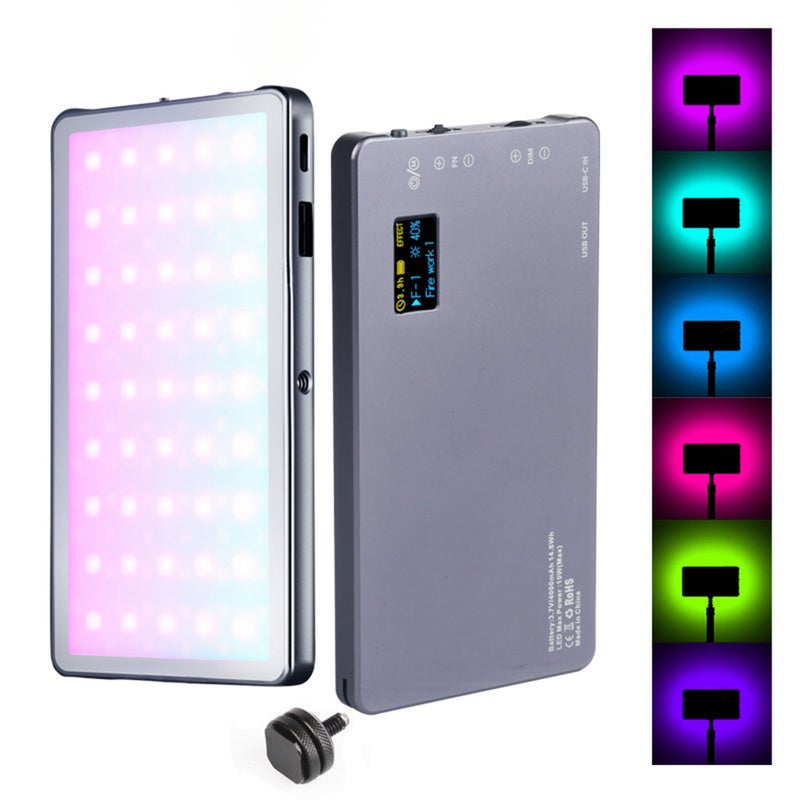 مصباح إشعاع ملء RGB محمول لتصوير الفوتوغرافي ومصابيح الفيديو الناعمة LED، مع مؤشر أداء الألوان CRI ≥95، ونطاق درجة حرارة اللون 2500-9000 كلفن، وألوان كاملة، و21 تأثير إضاءة، ويمكن استخدامه كمصباح فوتوغرافي قابل لإعادة الشحن في حالات الطوارئ - Image 1