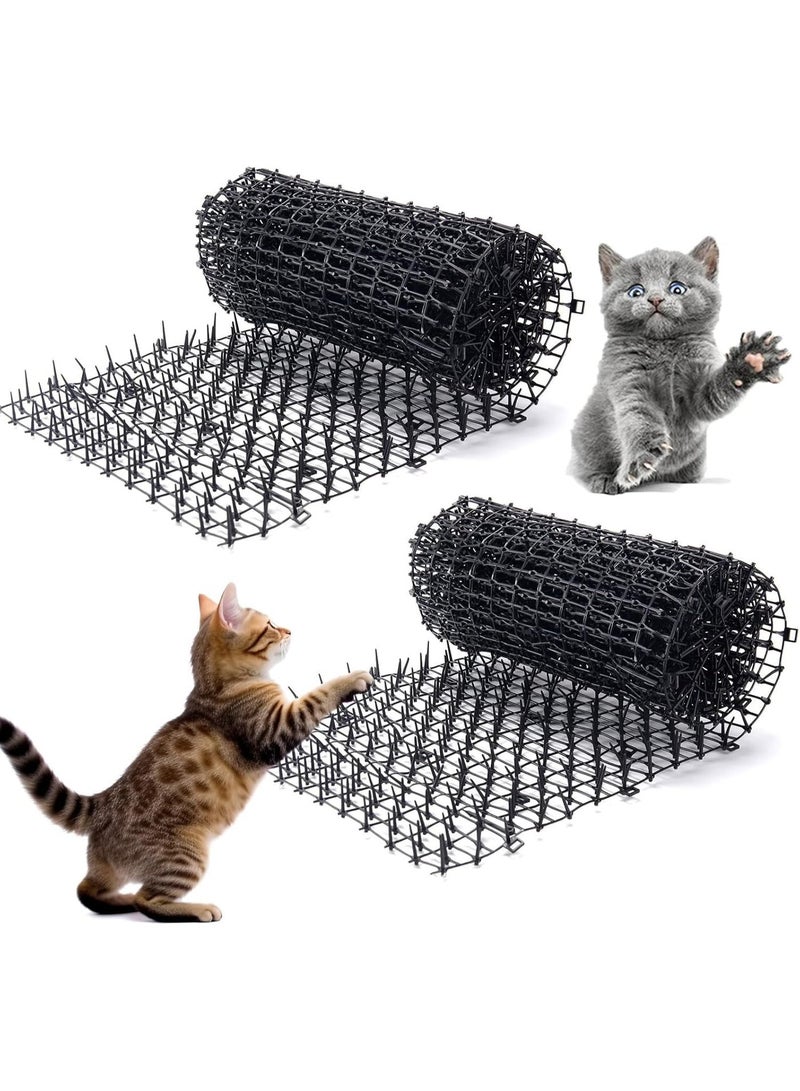 LCLALAY 2PCS 6.5ft Cat Scat Mat with Spikes, Prickle Strips Network Digging Stopper Outdoor Spike Deterrent Mat, Dog & Cat Spike Mat Anti-dig for Garden, 78 inch x 11 inch (13FT) - Image 1