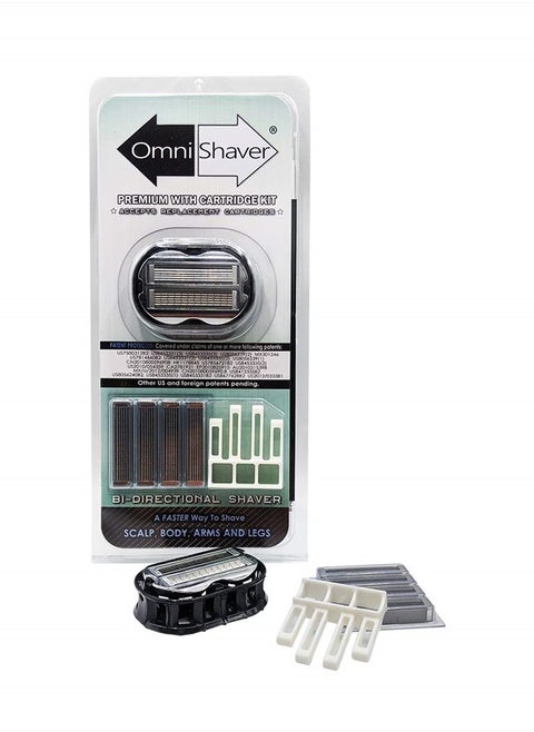 Premium Omnishaver with Cartridge Kit - The Fastest Way to Shave Head, Legs, Arms, Body|an Alternative to Disposable Shaving Razors Self Cleans & Strops During Use with Durable Blade|Bald Head Shaver