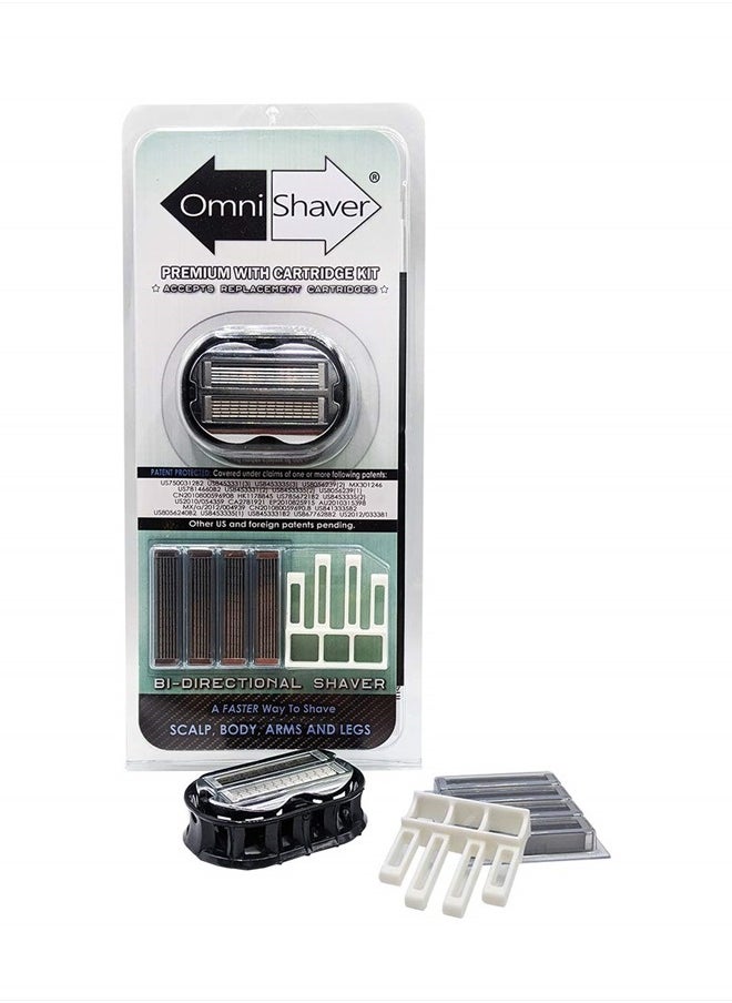 OmniShaver Premium Omnishaver with Cartridge Kit - The Fastest Way to Shave Head, Legs, Arms, Body|an Alternative to Disposable Shaving Razors Self Cleans & Strops During Use with Durable Blade|Bald Head Shaver  - Image 1
