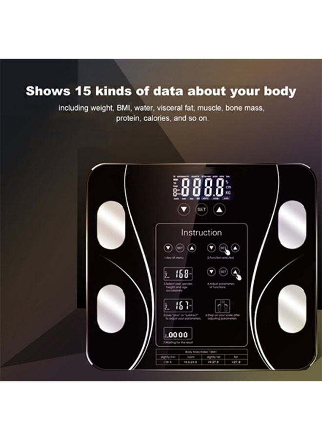 Arabest Intelligent Weight Scale, Body Fat Scale, Body Weight Scale, Digital Scales for Body Weight Household Health Monitor, High Precision Intelligent Digital Electronic Weight BMI Scale, Black  - Image 2