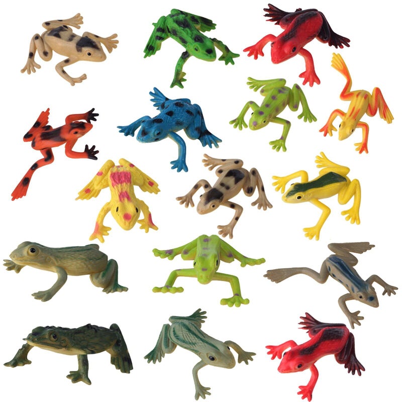 Mukum 16Pcs Plastic Frogs Toy for Kids Easter Party Favors Mini Red Frogs Toys Fun Tropical Forest Character Toys for Boy Girl - Image 2