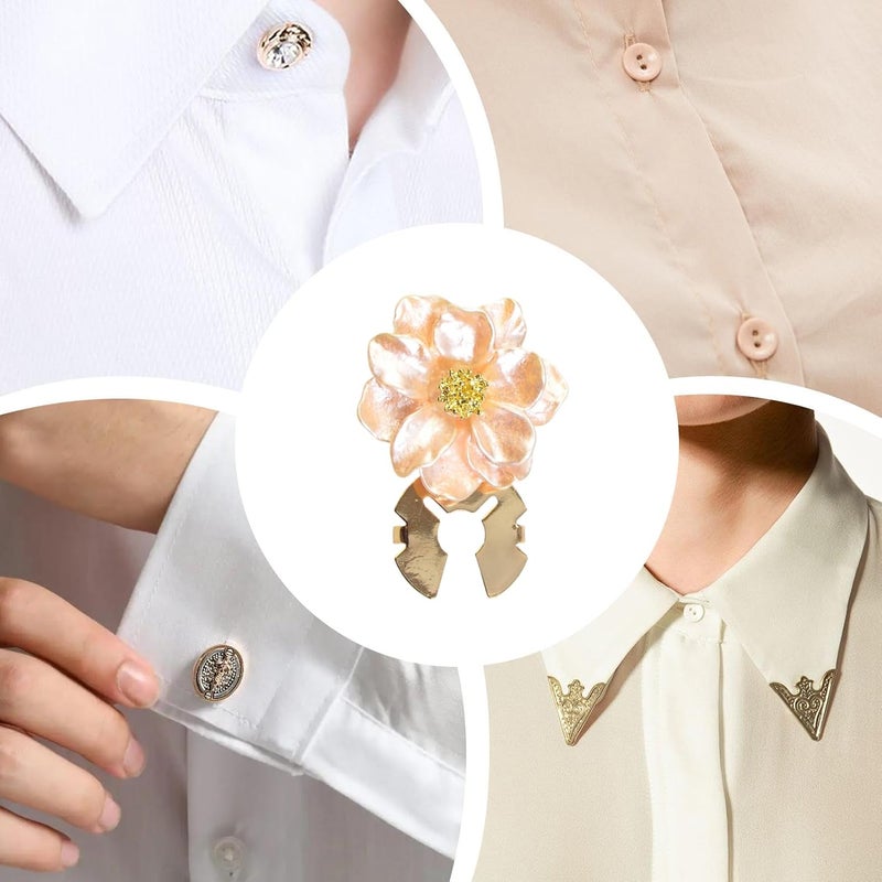Button Covers - Cufflinks | Flower Design Golden Base Button Jewels Clip on | for Blouses, Jeans, Wedding Dress, Jewelry Making, DIY, Clothes Bags Shoes Decoration, Sewing, Crafting, Embellishment - Image 4