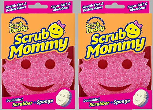 Scrub Daddy Dual Sided Sponge and Scrubber  Scrub Mommy  Scratch Free Sponge for Dishes and Home Soft in Warm Water Firm in Cold Odor Resistant Deep Cleaning Multi Surface Dishwasher Safe 2ct