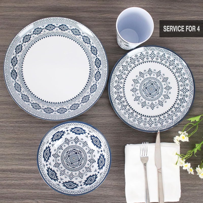 DAPOTO Melamine Dinnerware Set for 4-16 Pcs:Camping Dishes Set with Dinner Plates,Salad Plates, Bowls and Cups.Lightweight and Unbreakable.Indoor and Outdoor Use. - Image 4