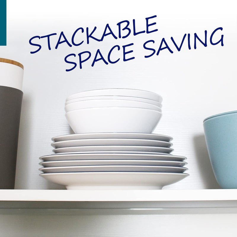 DAPOTO Melamine Dinnerware Set for 4-16 Pcs:Camping Dishes Set with Dinner Plates,Salad Plates, Bowls and Cups.Lightweight and Unbreakable.Indoor and Outdoor Use. - Image 3