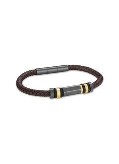 CERRUTI 1881 NarcisoTwo Tone Grey-Bronze and Brown Leather Bracelet  - Image 1
